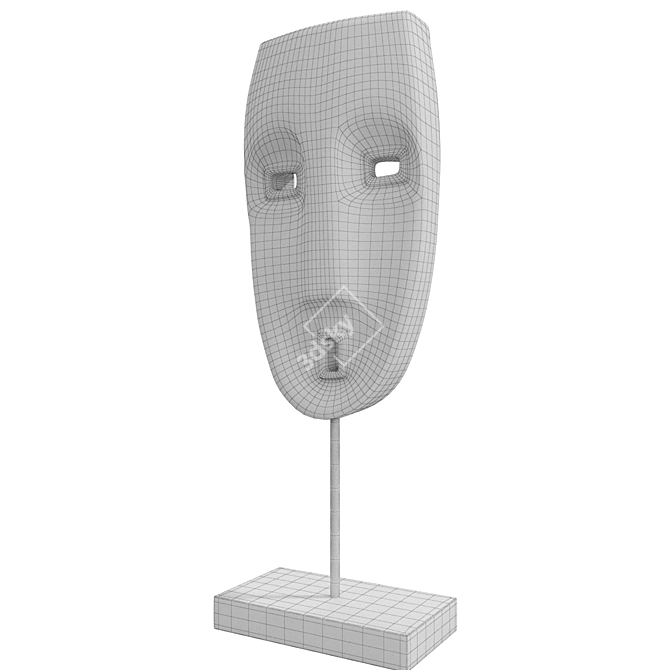 African Tribal Mask Sculpture 3D model image 3