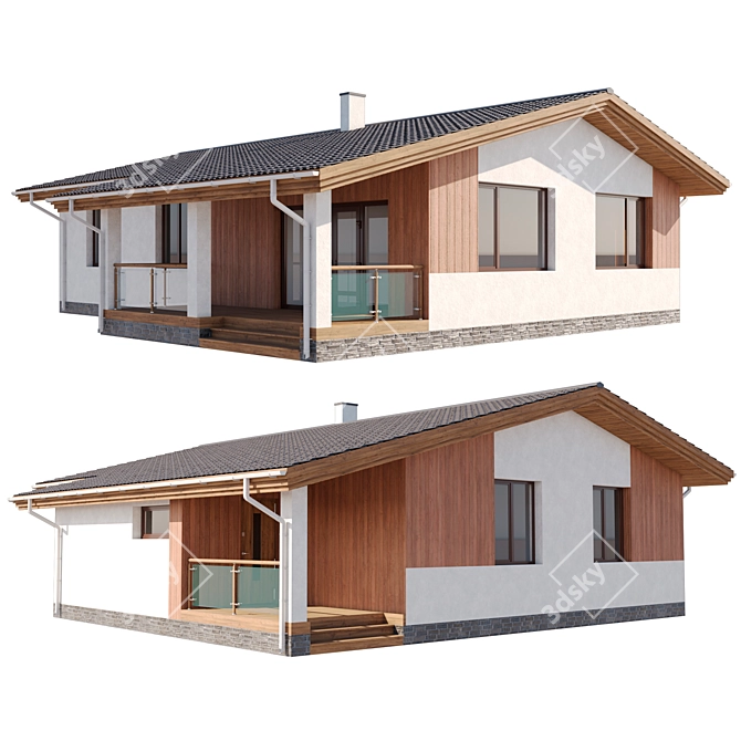 Rural House with Millimeter Units 3D model image 1