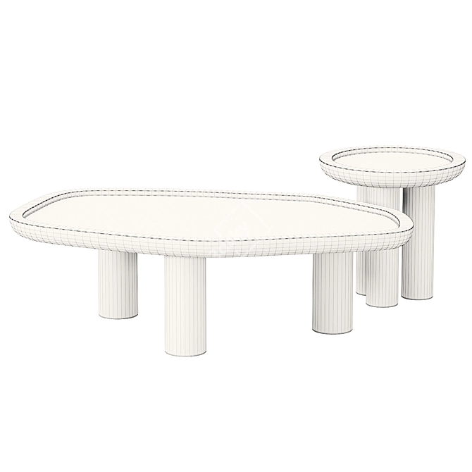  Natural Stone and Wood Table 3D model image 4