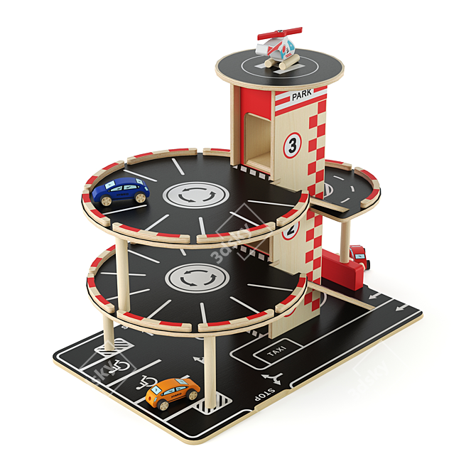 Hape E3002 Kids Multi-Level Parking 3D model image 3