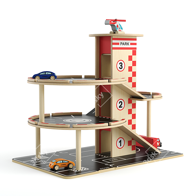 Hape E3002 Kids Multi-Level Parking 3D model image 5