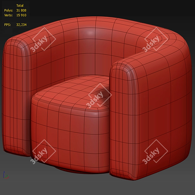 Swivel Hugger Accent Chair 3D model image 4