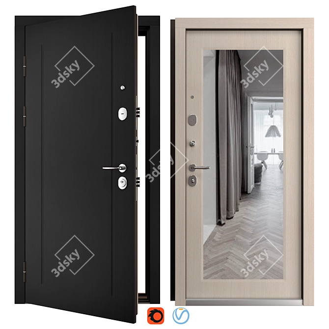 Bravo Flash Metal Entry Door 3D model image 1