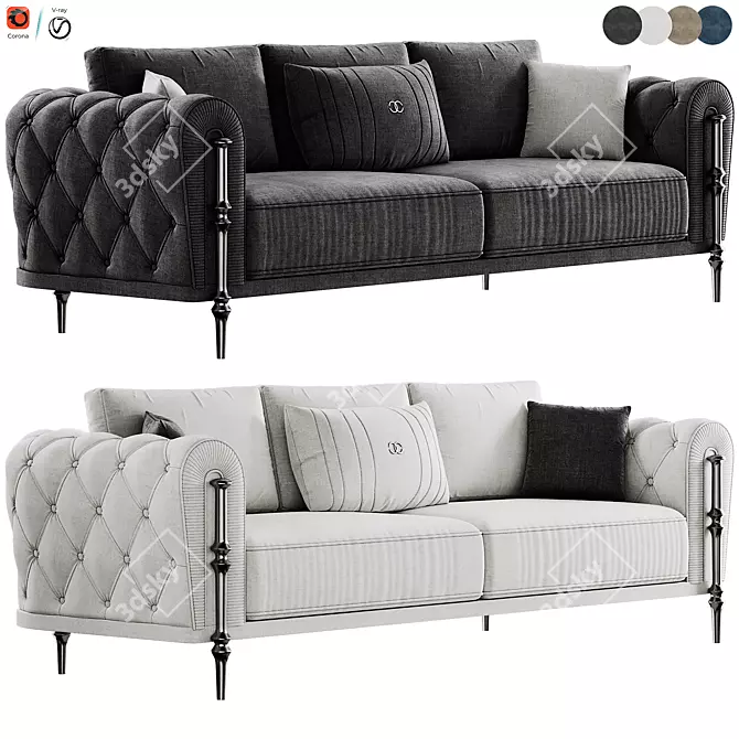 Luxury Arven Sofa Set in Millimeters 3D model image 1