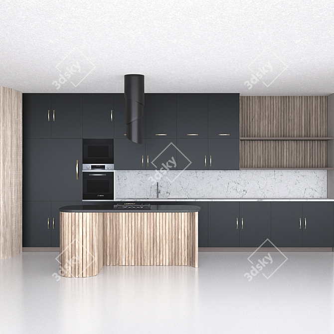 Sleek Kitchen Unit Design 3D model image 1