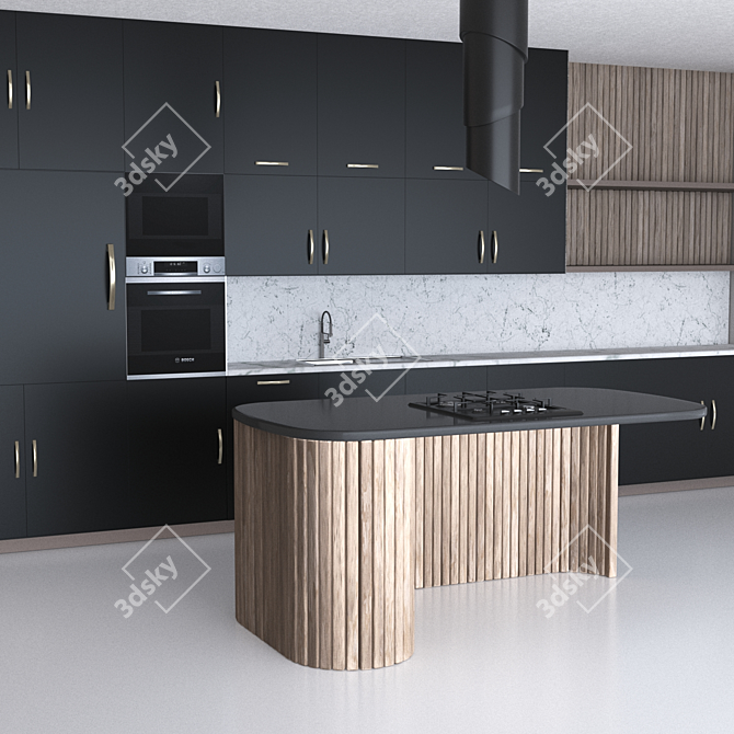 Sleek Kitchen Unit Design 3D model image 2