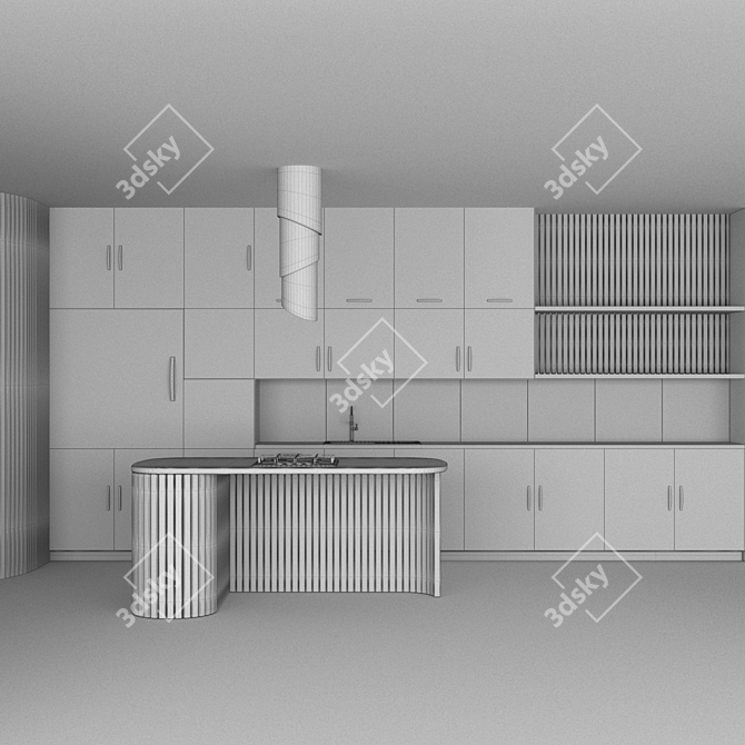 Sleek Kitchen Unit Design 3D model image 4