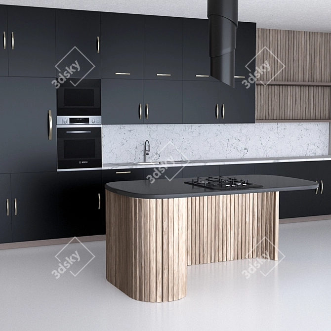 Sleek Kitchen Unit Design 3D model image 6