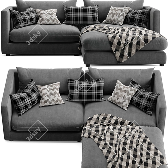 Reversible Sectional Sofa Unwind Set 3D model image 2