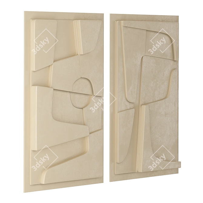 Abstract Relief Artworks in Colors 3D model image 3