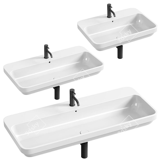 Modern Ceramic Legacy Washbasin 3D model image 1