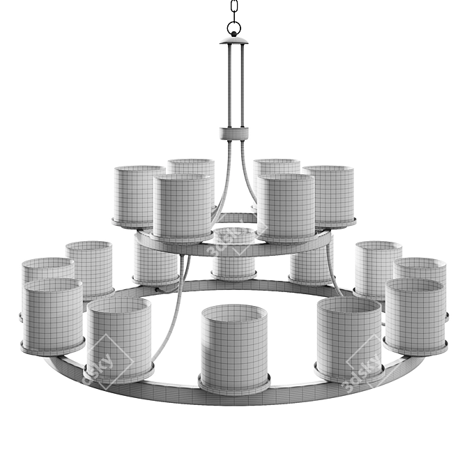 Elegant Metal and Glass Chandelier 3D model image 4