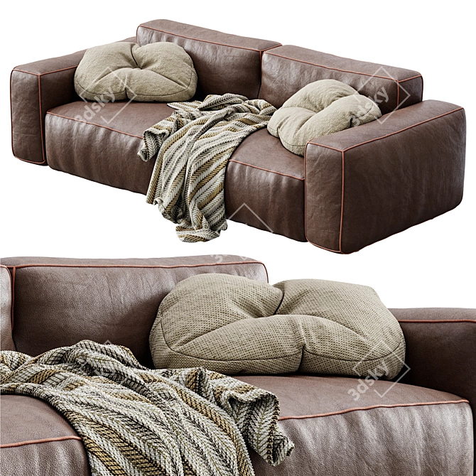 Luxury Leather Cairoli Furniture Set 3D model image 4