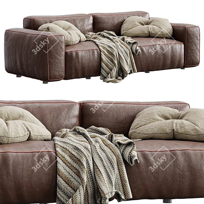 Luxury Leather Cairoli Furniture Set 3D model image 5