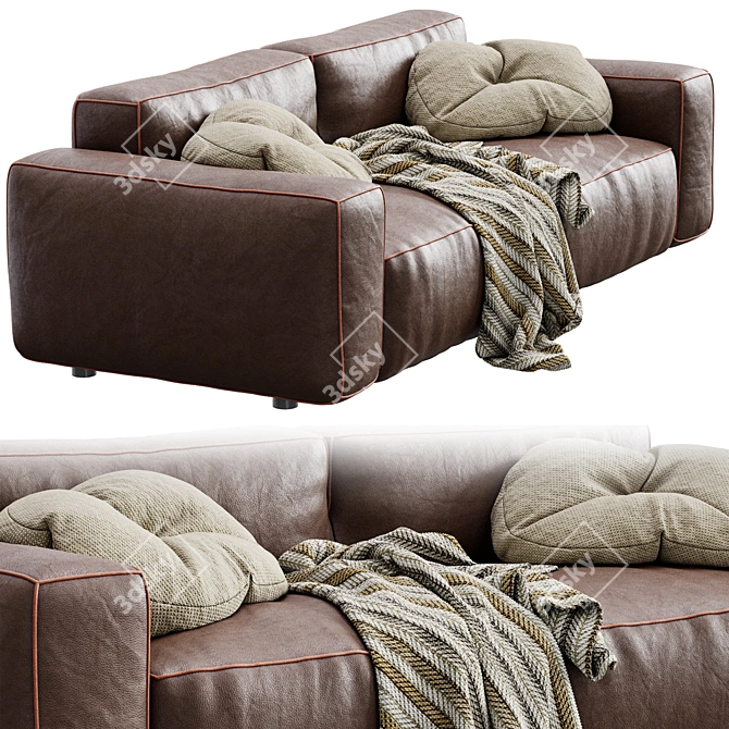 Luxury Leather Cairoli Furniture Set 3D model image 7