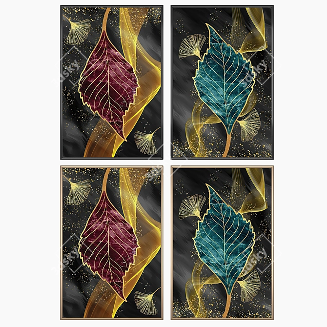 Wall Art Set with Various Frames 3D model image 2