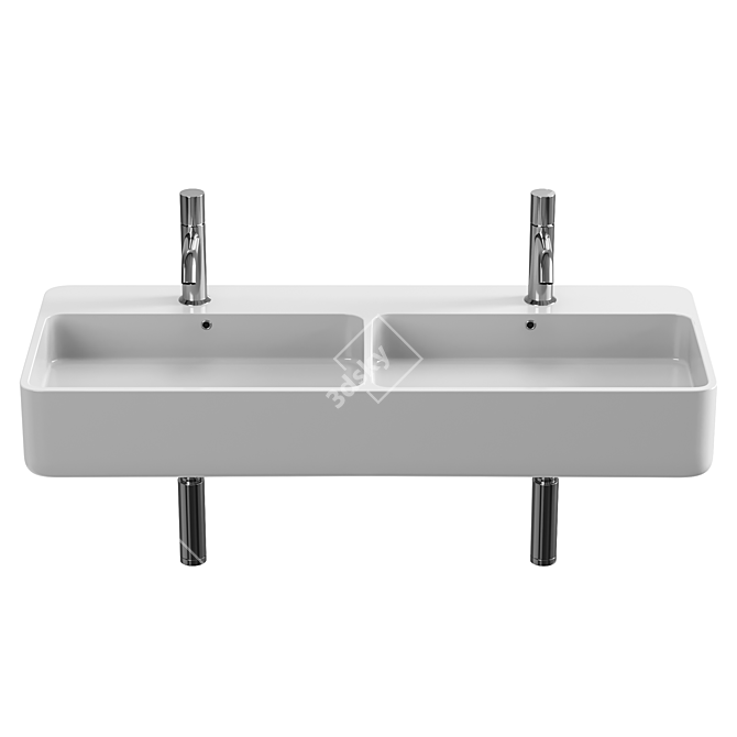 Olympia Ceramica Tratto Double Washbasin 3D model image 2