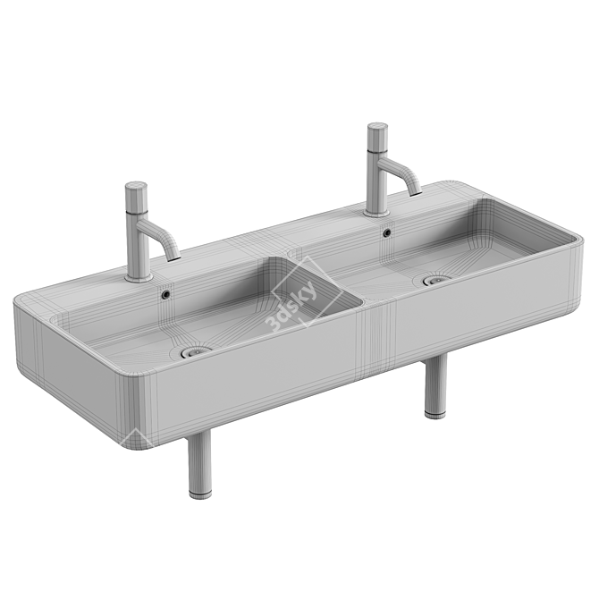 Olympia Ceramica Tratto Double Washbasin 3D model image 3