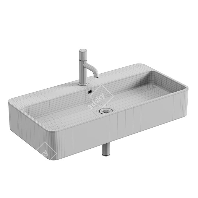 Modern Wall-Mounted Washbasin Solution 3D model image 4