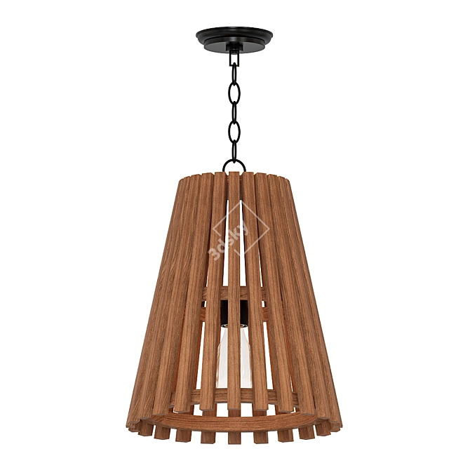 Natural Bamboo Pendant Light 3D model image 1