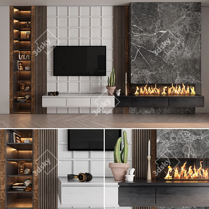  Modern TV Wall Set 3D 3D model image 1