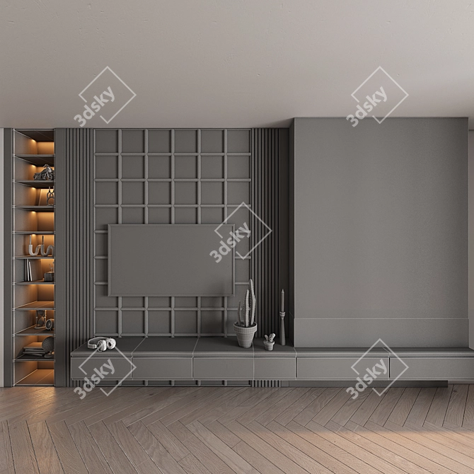  Modern TV Wall Set 3D 3D model image 4