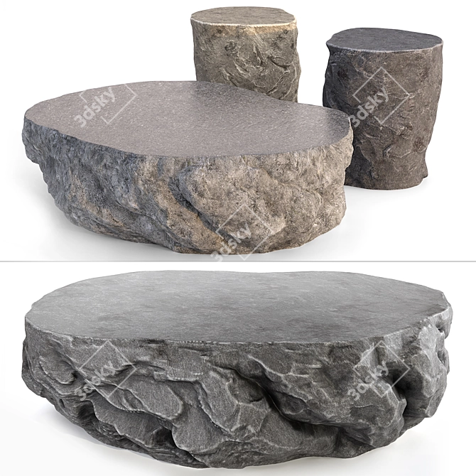 Dual Color Rock Side Tables 3D model image 7