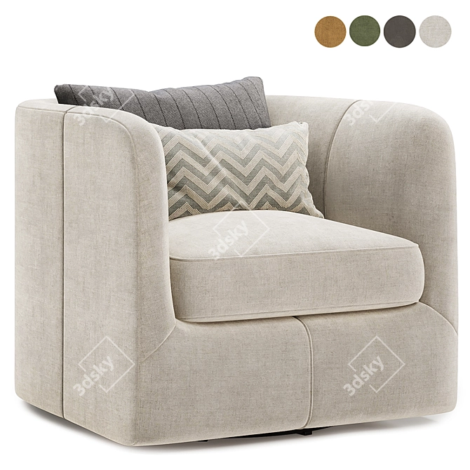 Colorful Parda Swivel Chair Set 3D model image 1