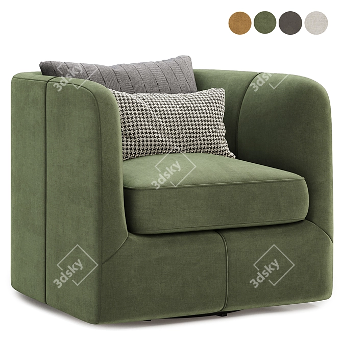 Colorful Parda Swivel Chair Set 3D model image 2