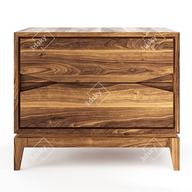 Contemporary Walnut Bedside Table 3D model image 3