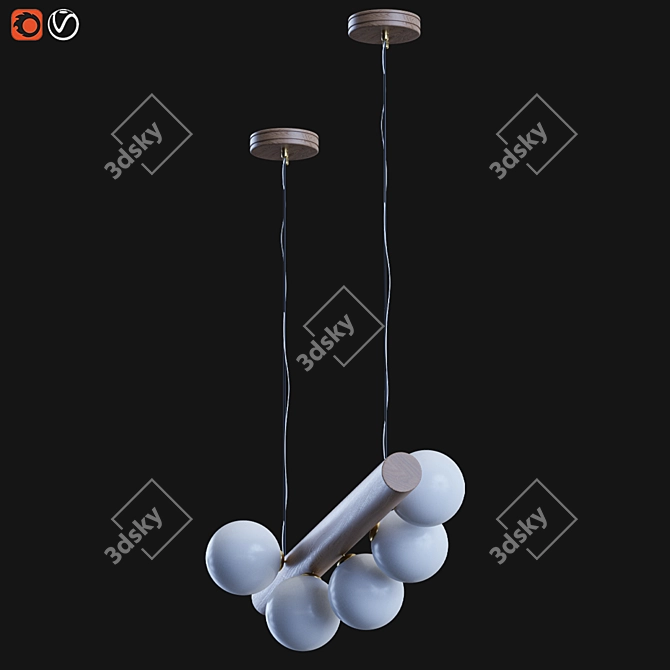Sleek Glass 5-Light Pendant 3D model image 2
