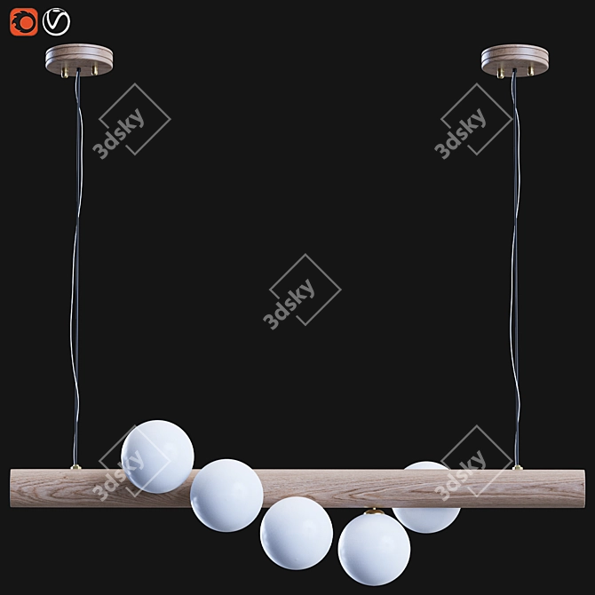 Sleek Glass 5-Light Pendant 3D model image 3