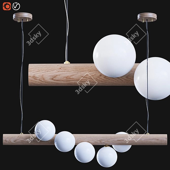 Sleek Glass 5-Light Pendant 3D model image 4
