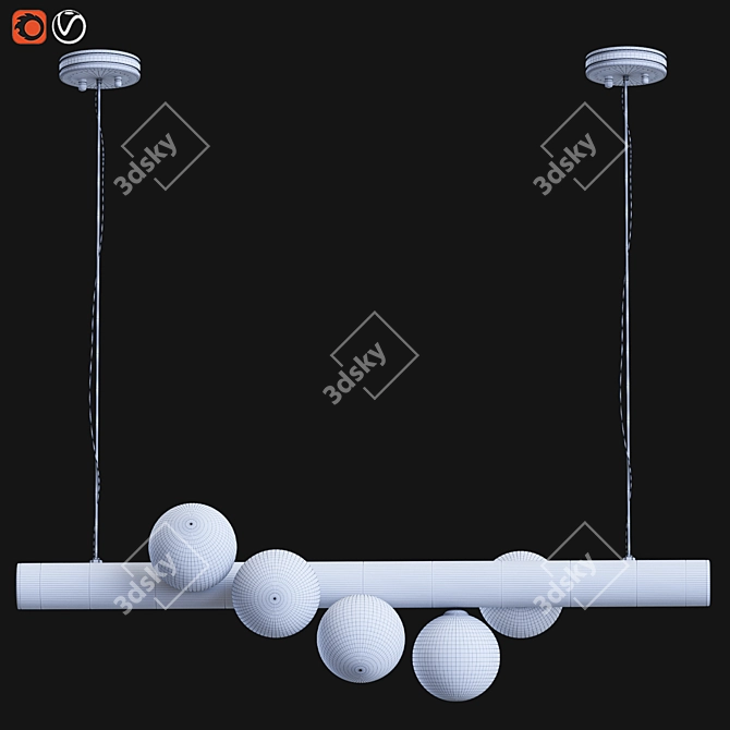 Sleek Glass 5-Light Pendant 3D model image 5