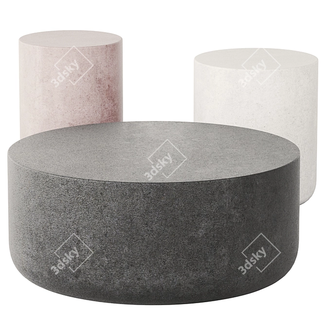 Cimento Zitella Stone Table Set 3D model image 1