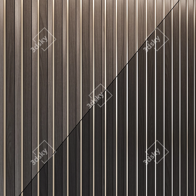 Brass Inlay Wood Wall Panels 3D model image 4