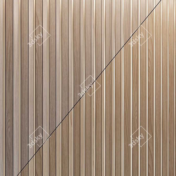 Brass Inlay Wood Wall Panels 3D model image 5