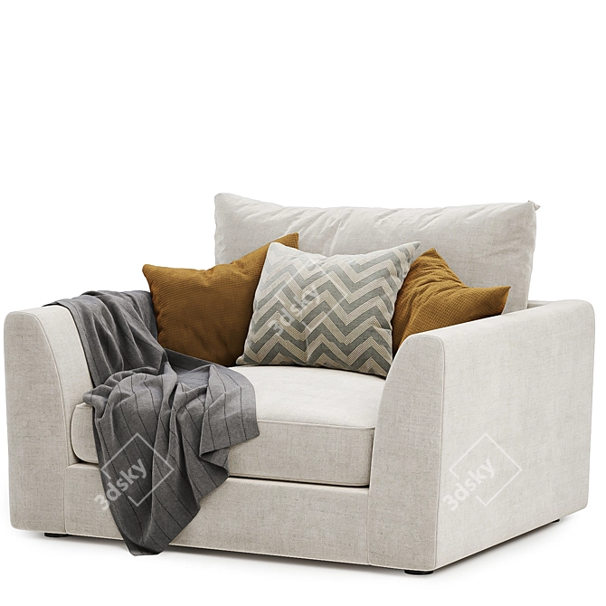 Stylish Hadleigh Armchair with Cushions 3D model image 3