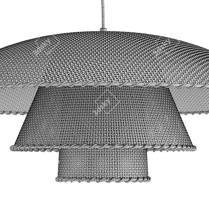 Vintage Rattan Pendant Lamp Fixture 3D model image 6