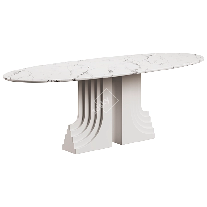 Marble Oval Dining Table decadentietfashion 3D model image 1