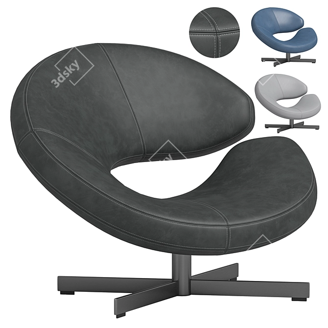  Stylish Nuage Armchair Lacquered Base 3D model image 1