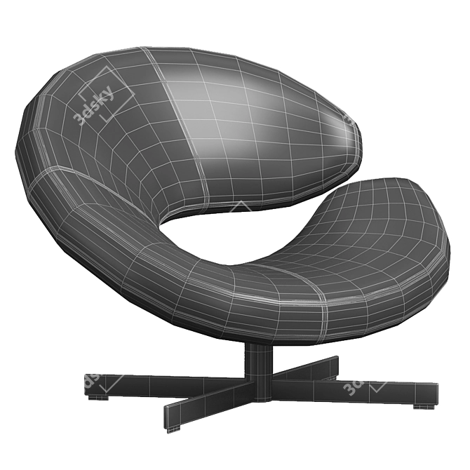  Stylish Nuage Armchair Lacquered Base 3D model image 4