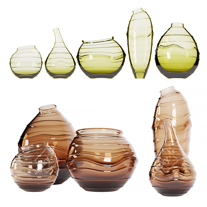 Handblown Glass Decor Vases 3D model image 3