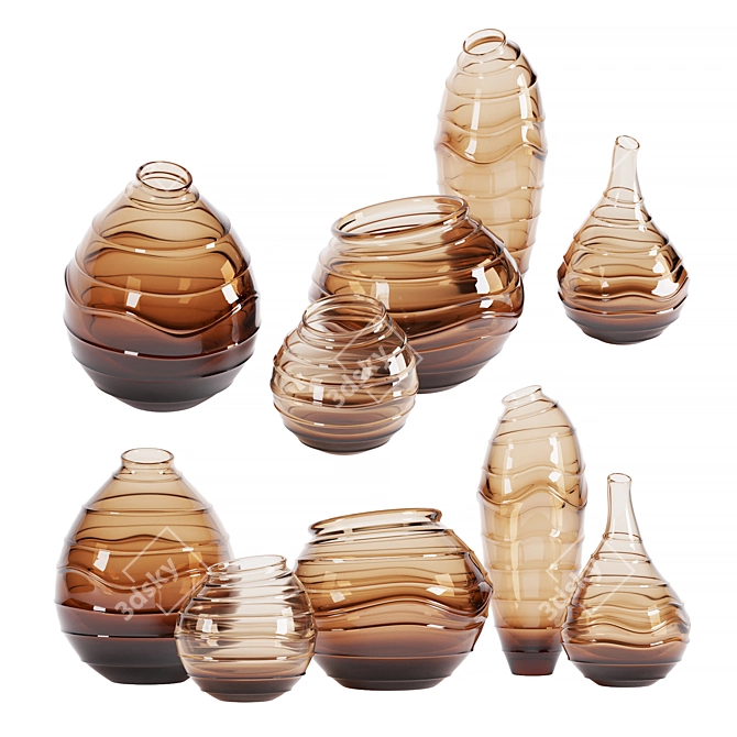 Handblown Glass Decor Vases 3D model image 5