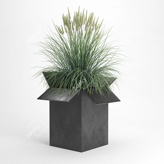 Modern Cubed Planter Set 3D model image 3