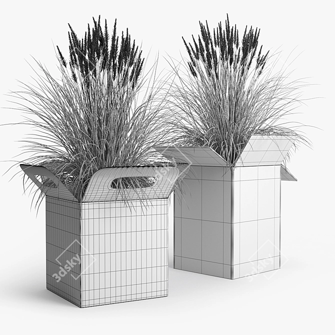 Modern Cubed Planter Set 3D model image 5