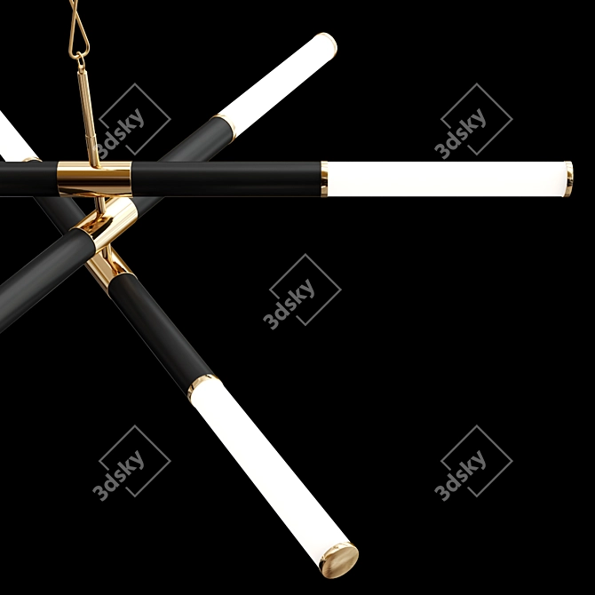 Vintage Glass LED Chandelier 3D model image 2