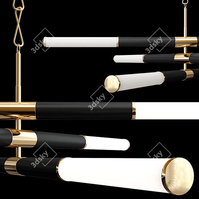 Vintage Glass LED Chandelier 3D model image 3