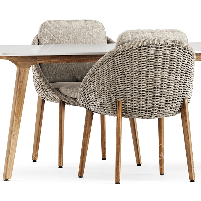 Modern Outdoor Dining Set: Lido Cord Chair & Torsa Teak Table 3D model image 3