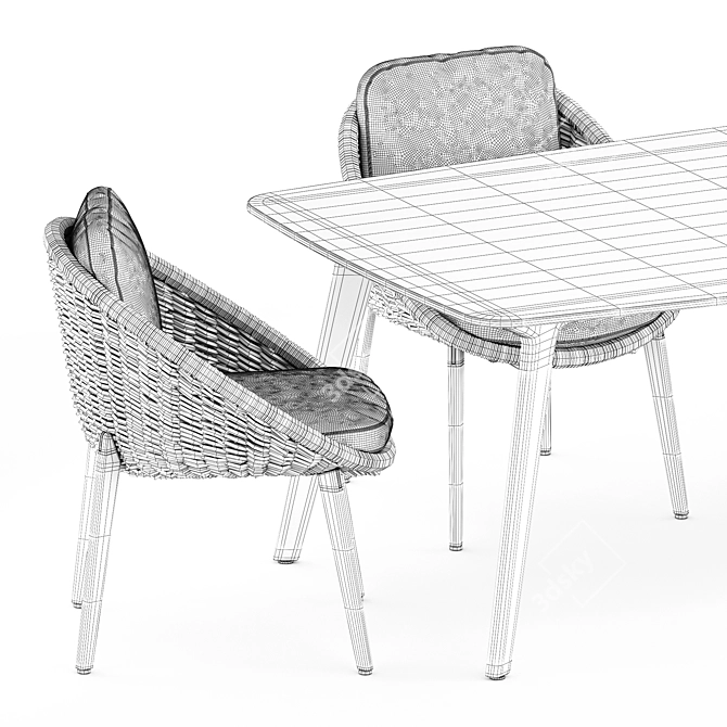 Modern Outdoor Dining Set: Lido Cord Chair & Torsa Teak Table 3D model image 5